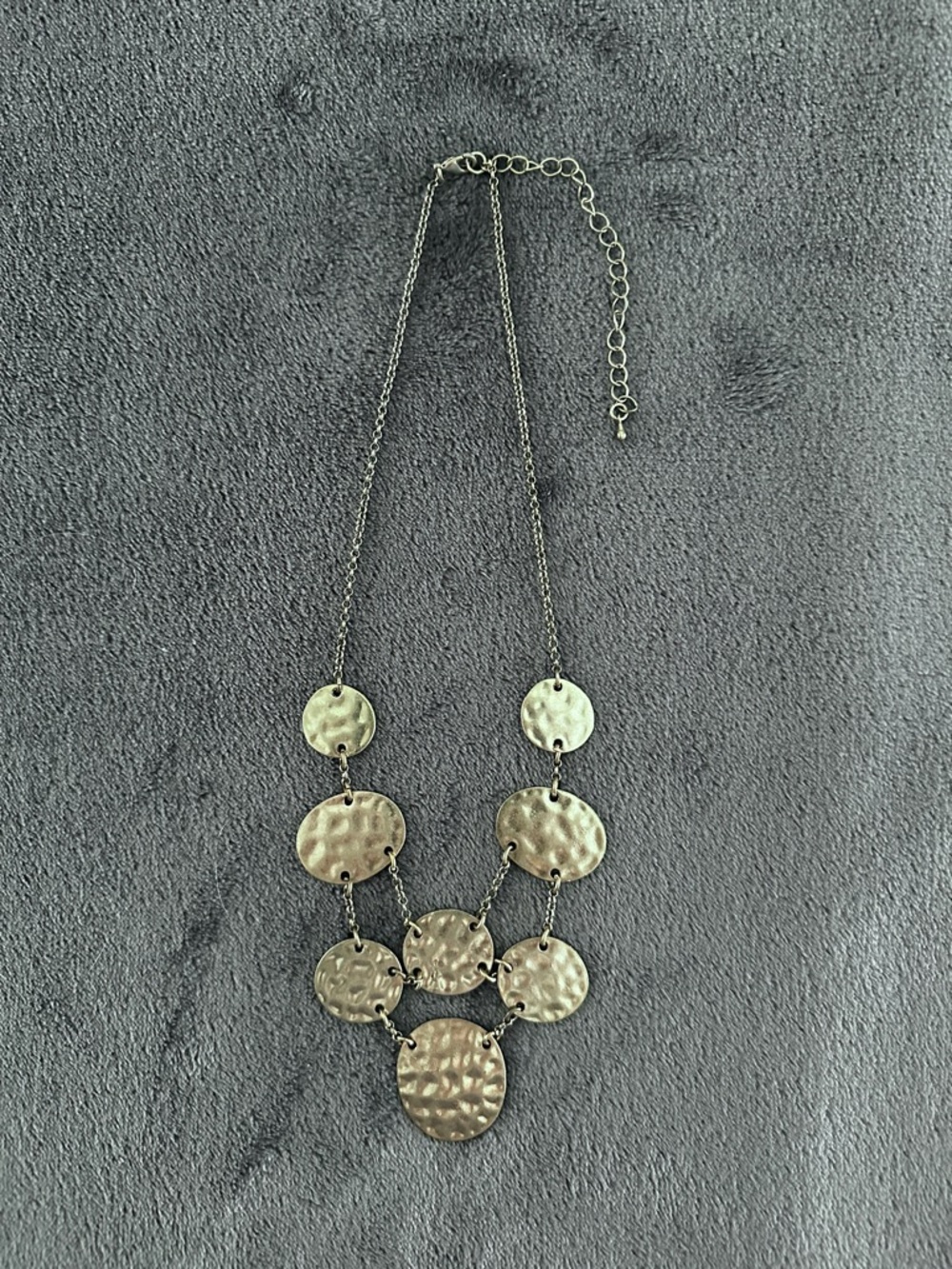 Hammered Disc Statement Necklace in Silver